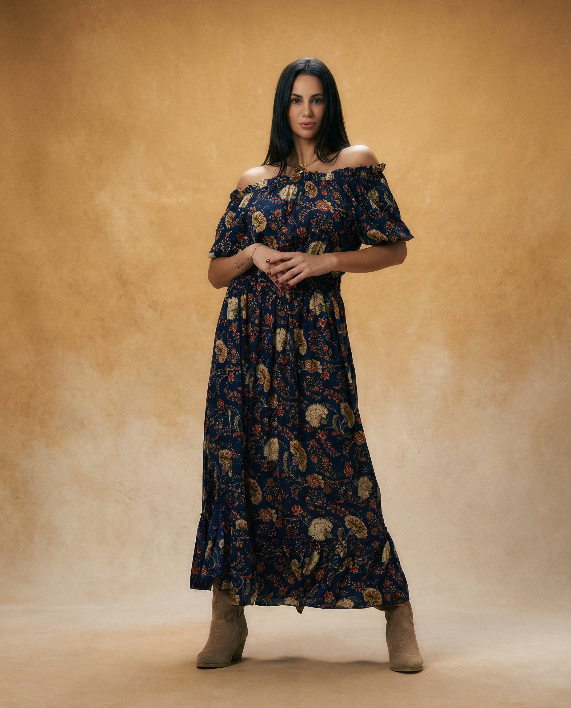 2107.vestido seda boho estampado azul